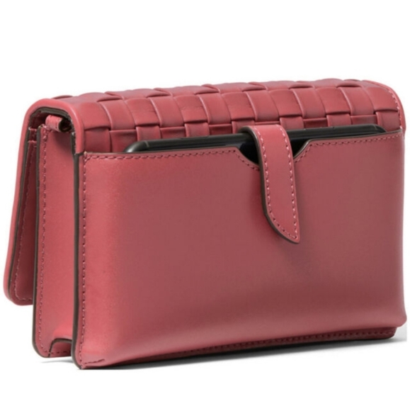 Michael Kors Jet Set Leather Woven Phone Crossbody - Picture 2 of 8